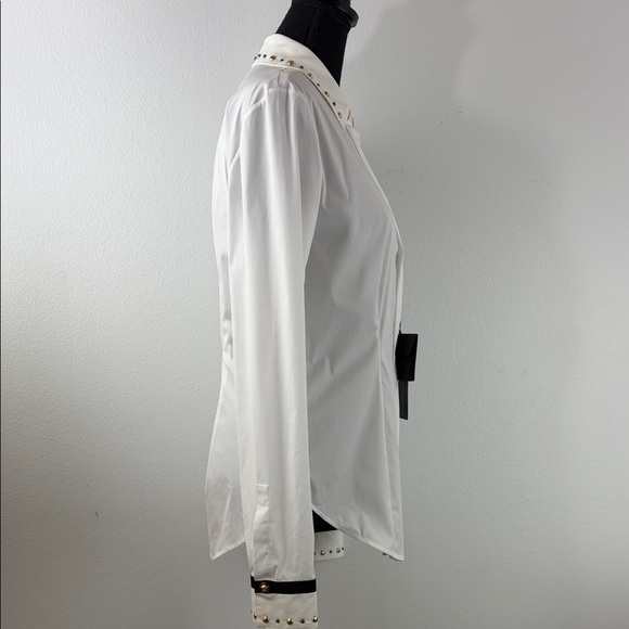 Versace White Button Down Shirt  Black & Gold Stud Accents Size M EU 44 NEW COA - Picture 13 of 17